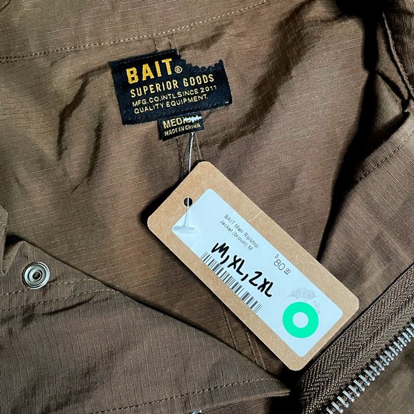 SOLD NWT BAIT Ripstop Windbreaker Jacket Brown M [Originally $80] - Picture 4 of 4